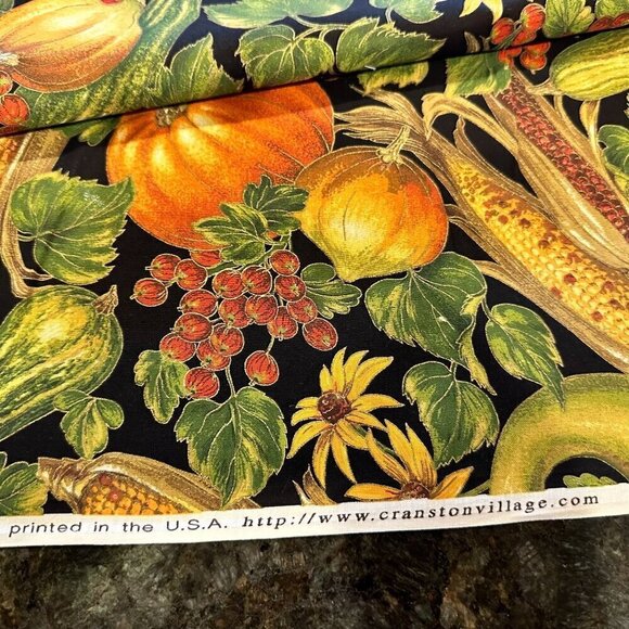 Autumn Harvest Fabric Cranston Cotton Pumpkins Fall Gourds Quilting 44 X 36 - Picture 3 of 8